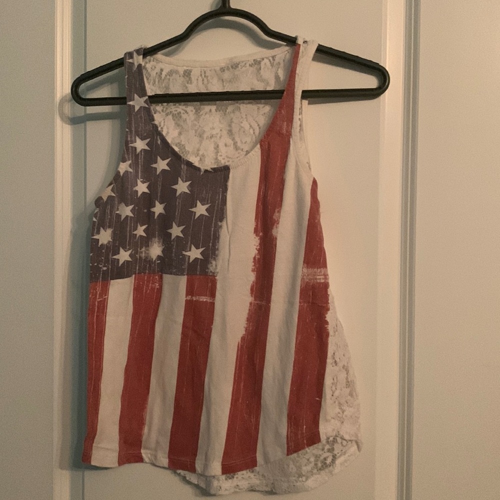 american flag tank top with lace back